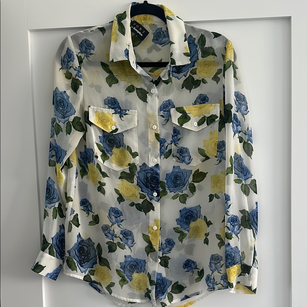 Floral Sheer Button-Up Shirt the kooples size small